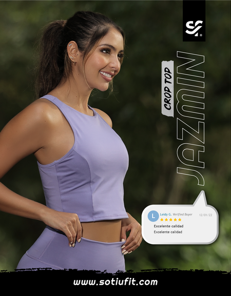 CROP TOP JAZMÍN CON AJUSTE PERFECTO, SECADO RÁPIDO Y COPAS REMOVIBLES