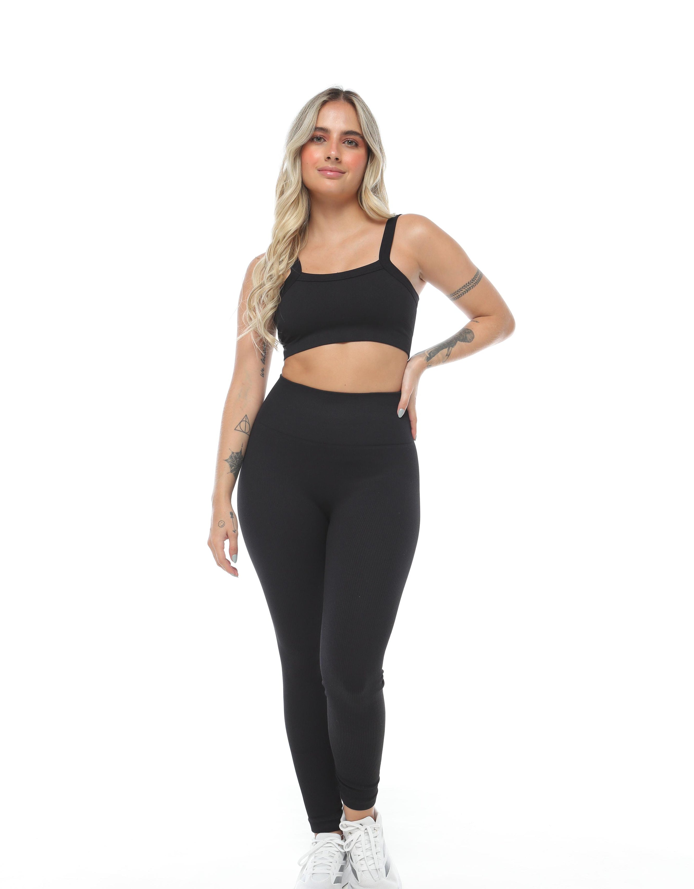 Legging seamless en rib con textura